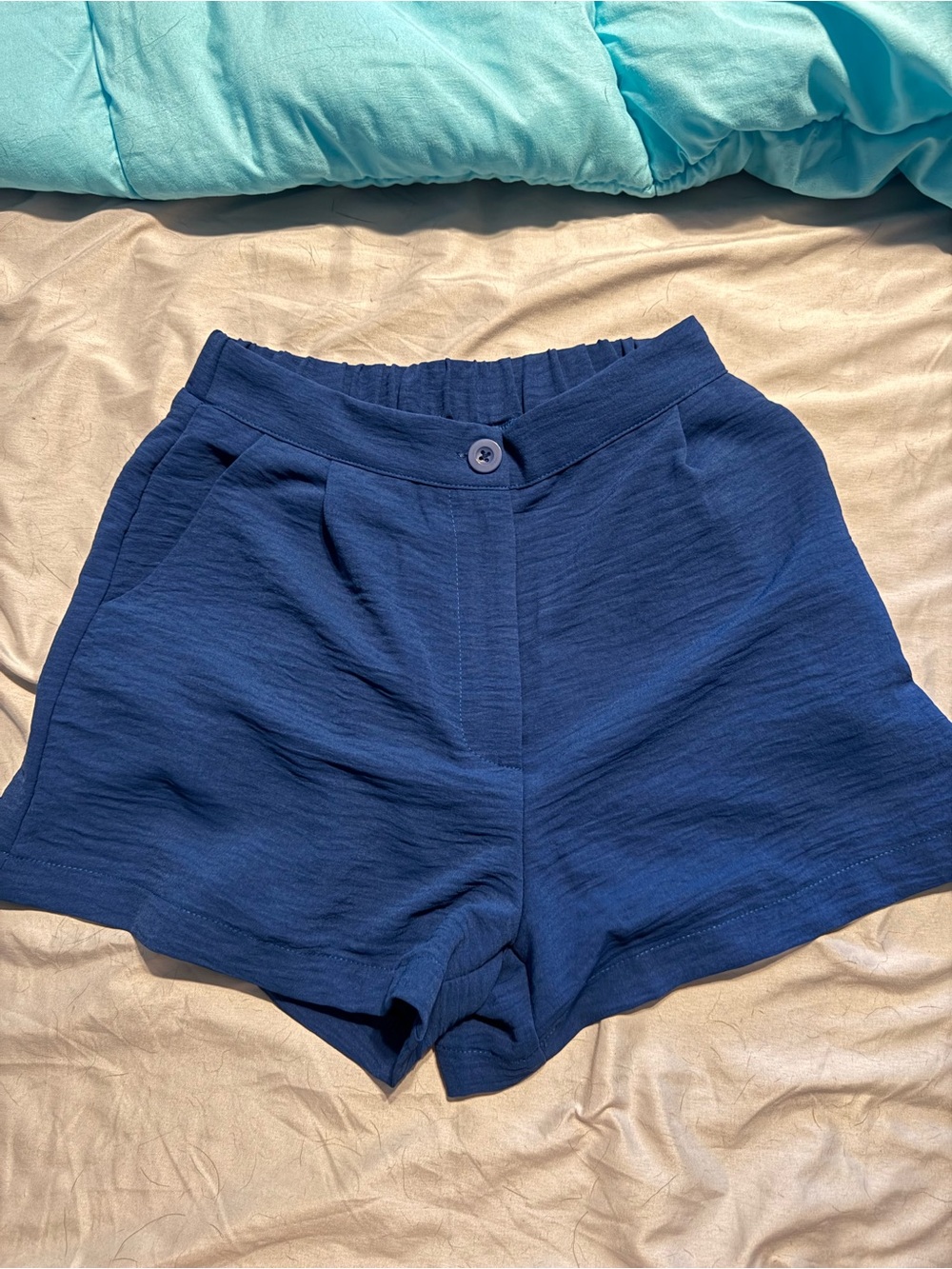 Zenana Airflow Light Navy High-Waist Button-Front Shorts